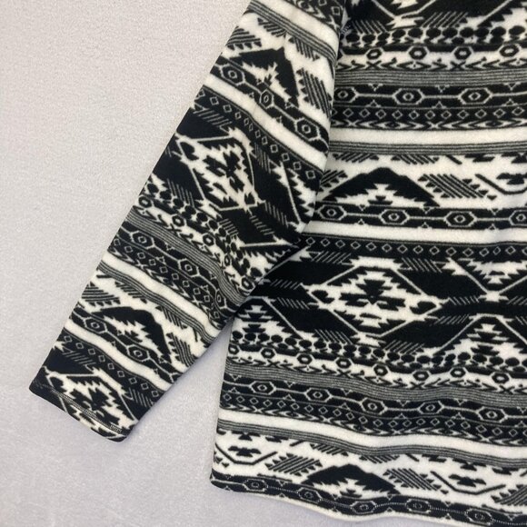 Eddie Bauer Fleece Half Zip Pullover Sweater Womens 2XL Black White Aztec Winter - Picture 8 of 15